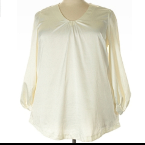 Seven7 High Low Top Size 0X Silky Puff Sleeve NWT - Picture 4 of 10